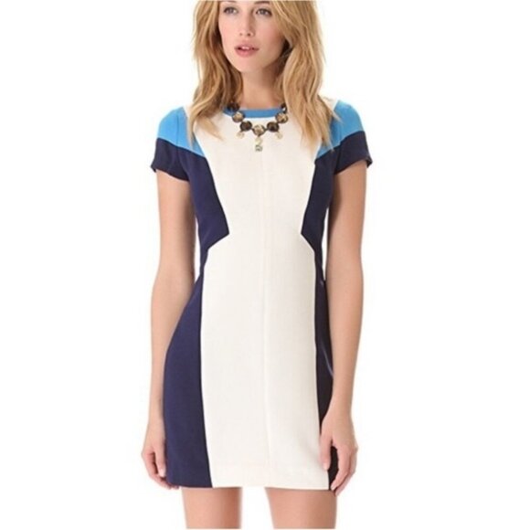 Club Monaco Ellie Color Block Mini Sheath Dress, Size 8 Mini Nautical - Picture 1 of 16